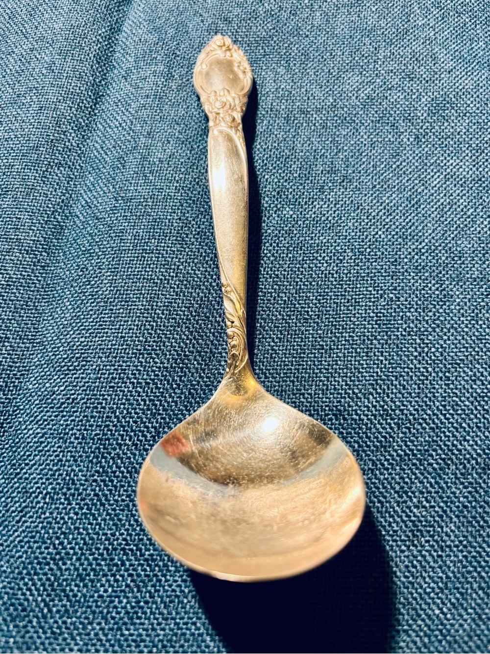 Ornate Silver Plated Sauce Spoon - Decorative Home Dining Ladle